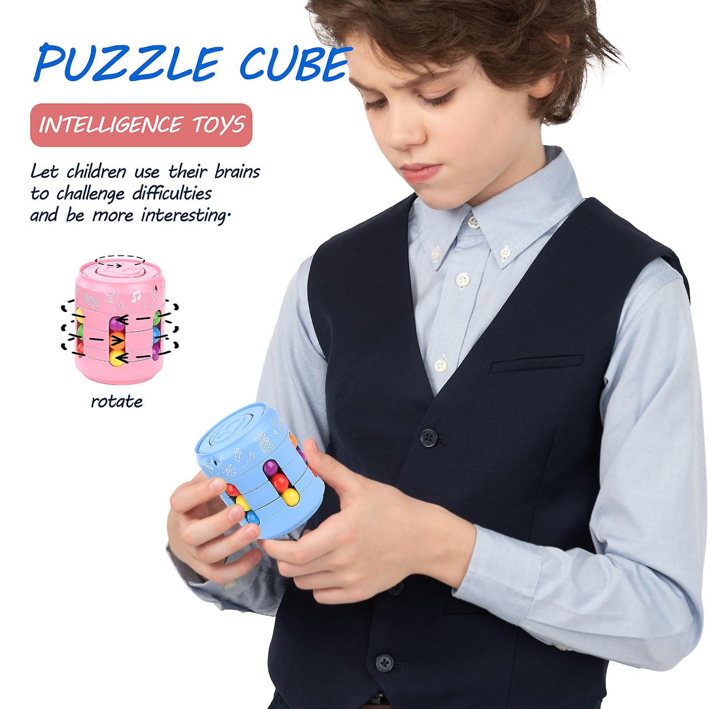 BrainTangle™ 2 in 1 Magic Bean Rainbow Puzzle Toy and Fidget Spinner